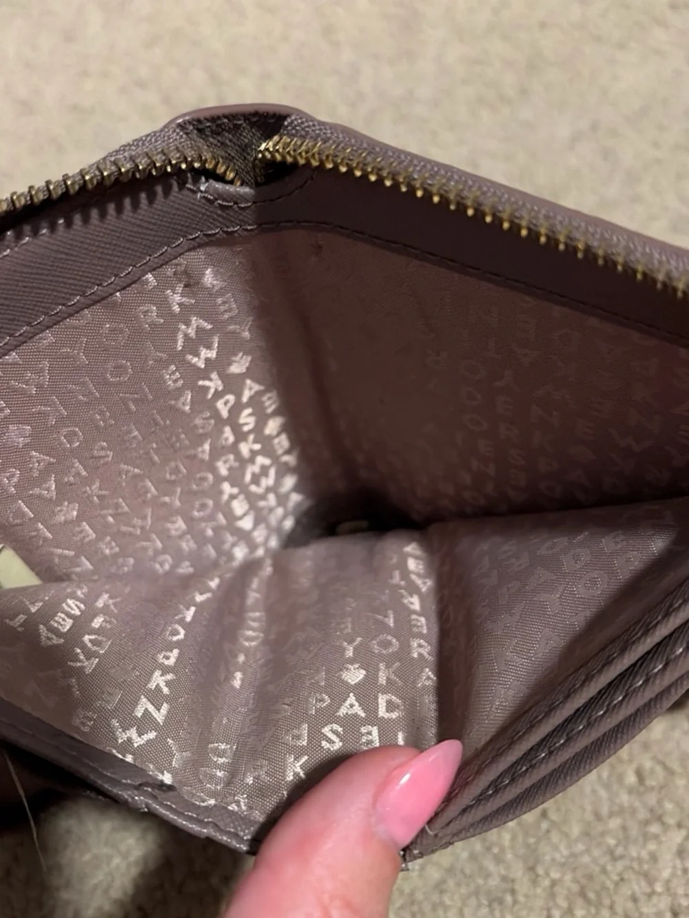 kate spade Saffiano Zip Wallet in Dusty Mauve